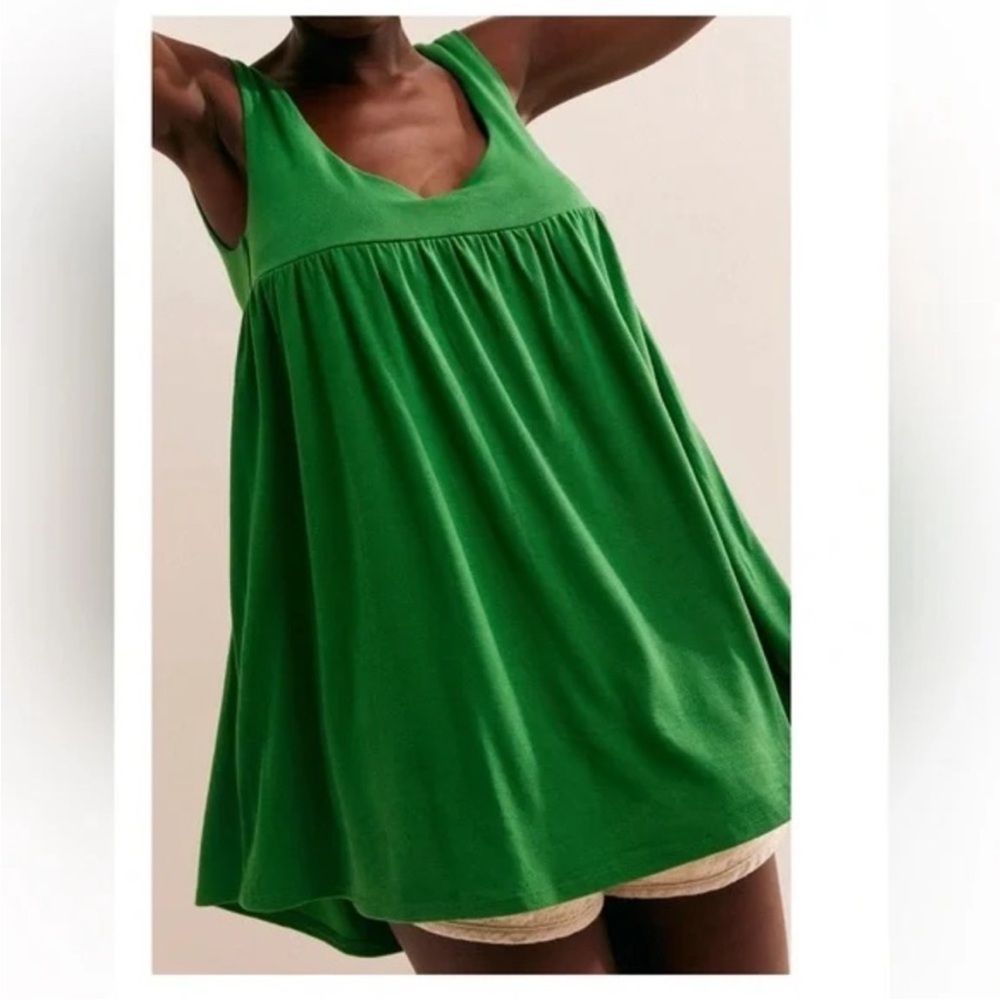 Free People Beach Green Sleeveless Babydoll mini size small